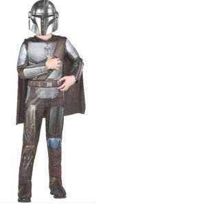 Disney Star Wars Mandalorian Halloween Costume 4/7 Muscle Jumpsuit, Cape & Mask